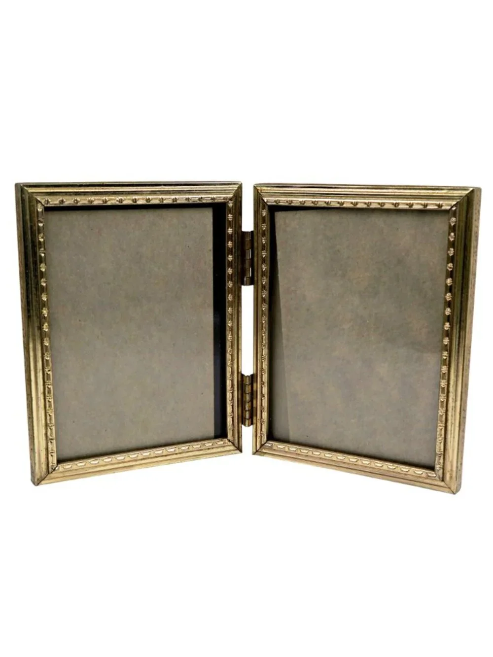 Vintage Gold‑Tone Picture Frames Set of 3, with Hinged Double Frame, 1950s-70s